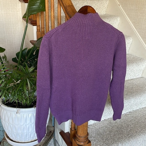 Filipino De Laurentiis Extra Fine Merino Wool Purple Mock Neck Sweater - Picture 3 of 9
